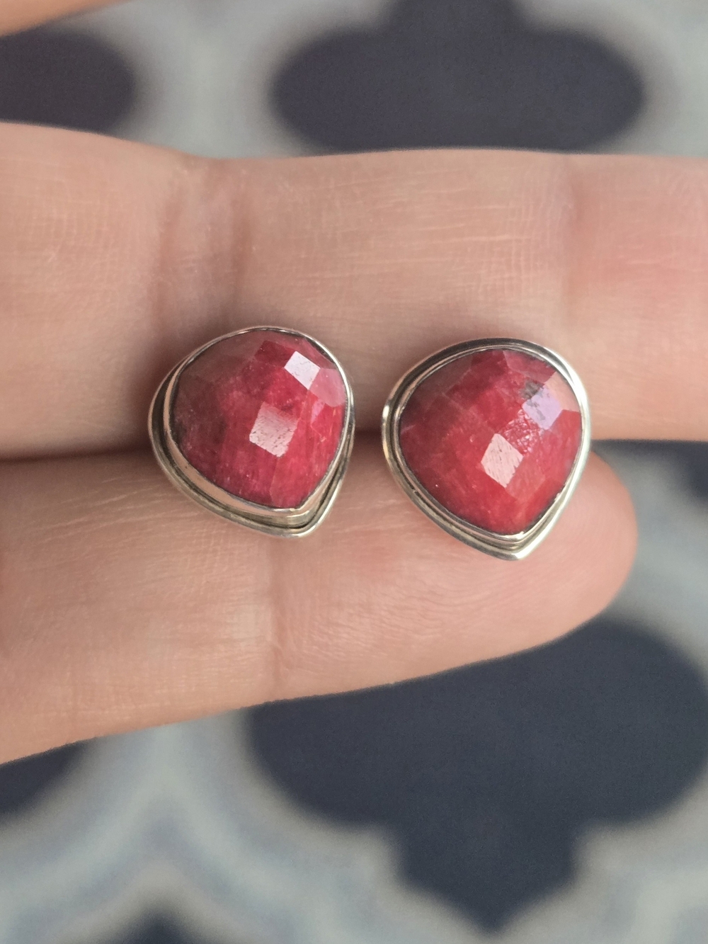 Nicky Butler Pink Faceted Teardrop Stud Earrings in Silver-tone